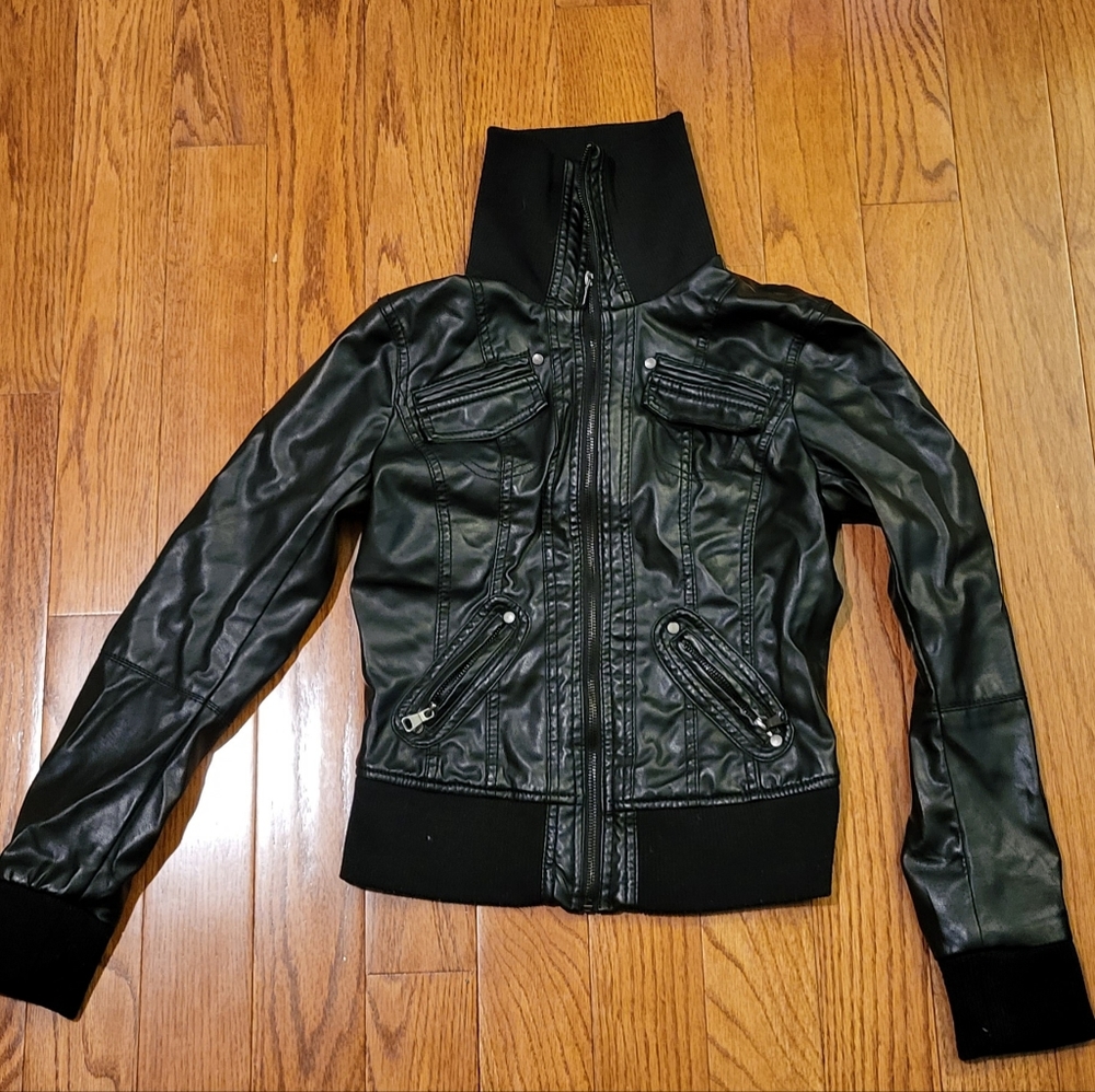 Ci Sono By Cavalini Women's Black Faux Leather Jacket - Small